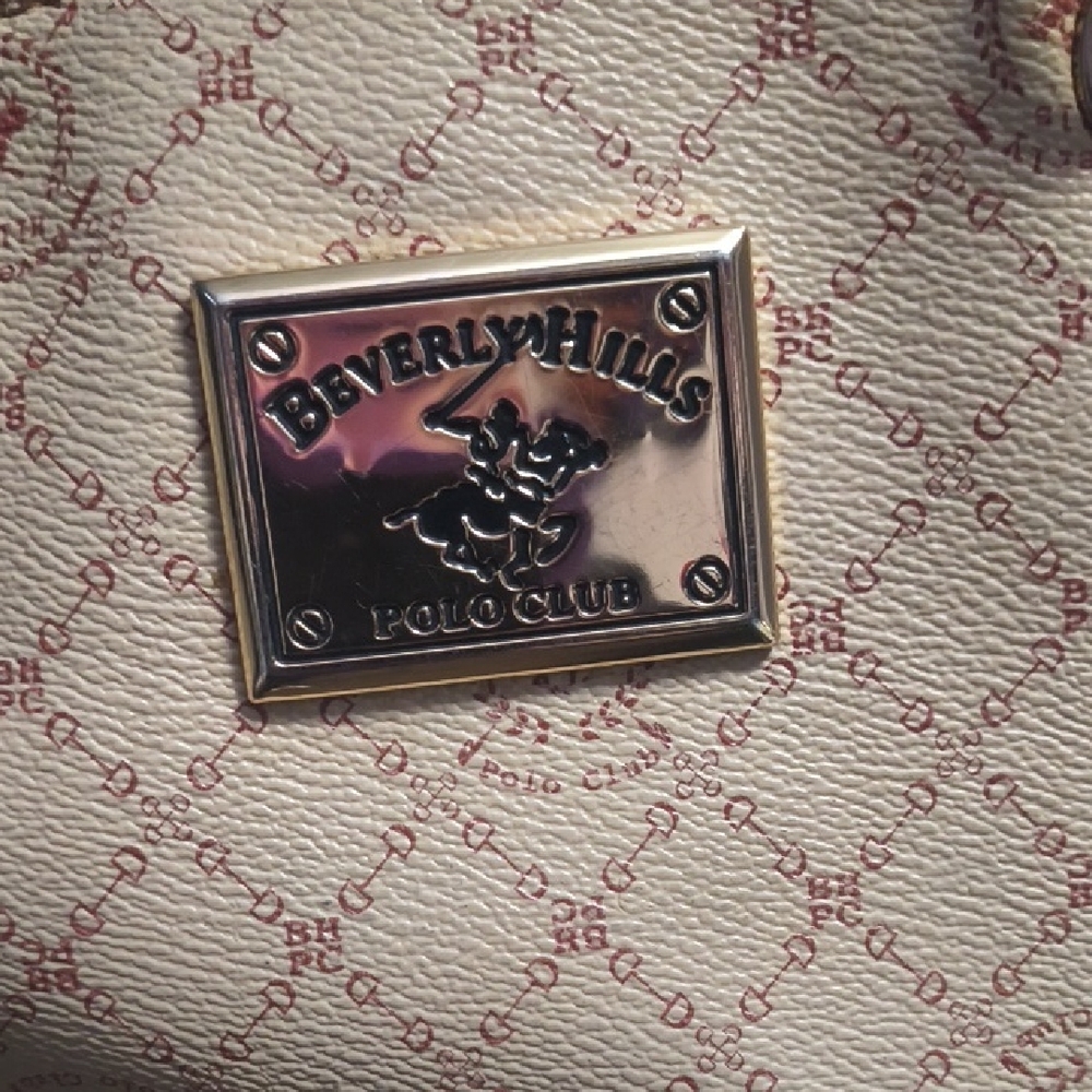 Beverly Hills Polo Club Elegant Cream and Red Shoulder Bag